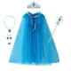 Costume de princesse pour filles accessoires de fête Cape couronne baguette collier boucles