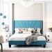 Queen Size Glam Velvet Wingback Upholstered Platform Bed