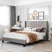 Queen Size Glam Velvet Wingback Upholstered Platform Bed with Foam Padded Headboard / Box Spring Needed / Fit up to 500LBS