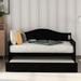 Twin Size Classic Moistureproof Wood Daybed Curved Back Sofabed with Twin Trundle / No Box Spring Needed / 10 Slats Support