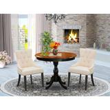 East West Furniture Dining Table Set - A Kitchen Table and Light Beige Padded Chairs with Button Tufted Back- (Pieces Option)