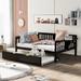 Full Size Wood Daybed with Trundle & 2 Table Shelf for Small Bedroom City Aprtment Dorm