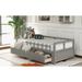 Twin-King Size Extendable Sofa Bed Wood Storage Daybed with Trundle & 2 Drawers