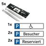 Vorteilsset Parkplatzreservierung, 5 Reservierungsschilder und Befestigungssets