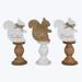 Youngs 82127 Wood Fall Chai Latte Pedestal Squirrel Tabletop Decor Assorted Color - 3 Piece