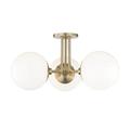 Mitzi H105603 Stella 3 Light 18-1/4 Wide Semi-Flush Globe Ceiling Fixture - Brass