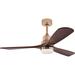 FETCOI 48 3 Blades Wood Ceiling Fan Dimmerable Downrod Outdoor Ceiling Fan with Lights and Remote Noiseless Reversible Motor Modern Ceiling Fan for Patios Bedroom Living Room (Walnut)