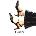 Gucci Shoes | Gucci Heels Pumps Sandals Sling Ankle Strap Designer Luxury Sz 10 C Authentic | Color: Black/Red | Size: 10