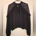 Free People Tops | Free People Large Black Crochet Shoulder Long Sleeve Top | Color: Black | Size: L