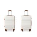 Kono Luggage Set of 2 PCS Lightweight ABS Hard Shell Trolley Travel Case 20" Carry on Cabin Suitcase 55x40x22 cm Hand Luggage with TSA Lock Spinner Wheels (Cream White)