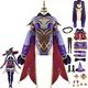 Amalon Genshin Impact Mona Cosplay Costume Outfit Anime Game Characters Hutao Klee Venti Uniform Dress Full Set Women Girls Halloween Party Dress Up Suit with Wig Hat, Purple, M