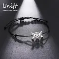 Unift-Bracelets de déesse triple lune pour femme breloque en acier inoxydable amulette