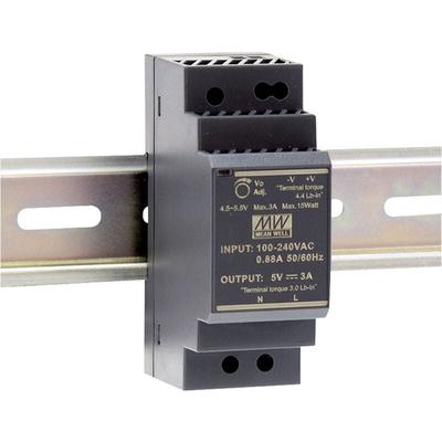 HDR-30-5 Hutschienen-Netzteil (DIN-Rail) 5 v/dc 3 a 15 w Anzahl Ausgänge:1 x Inhalt 1 St - Mean Well