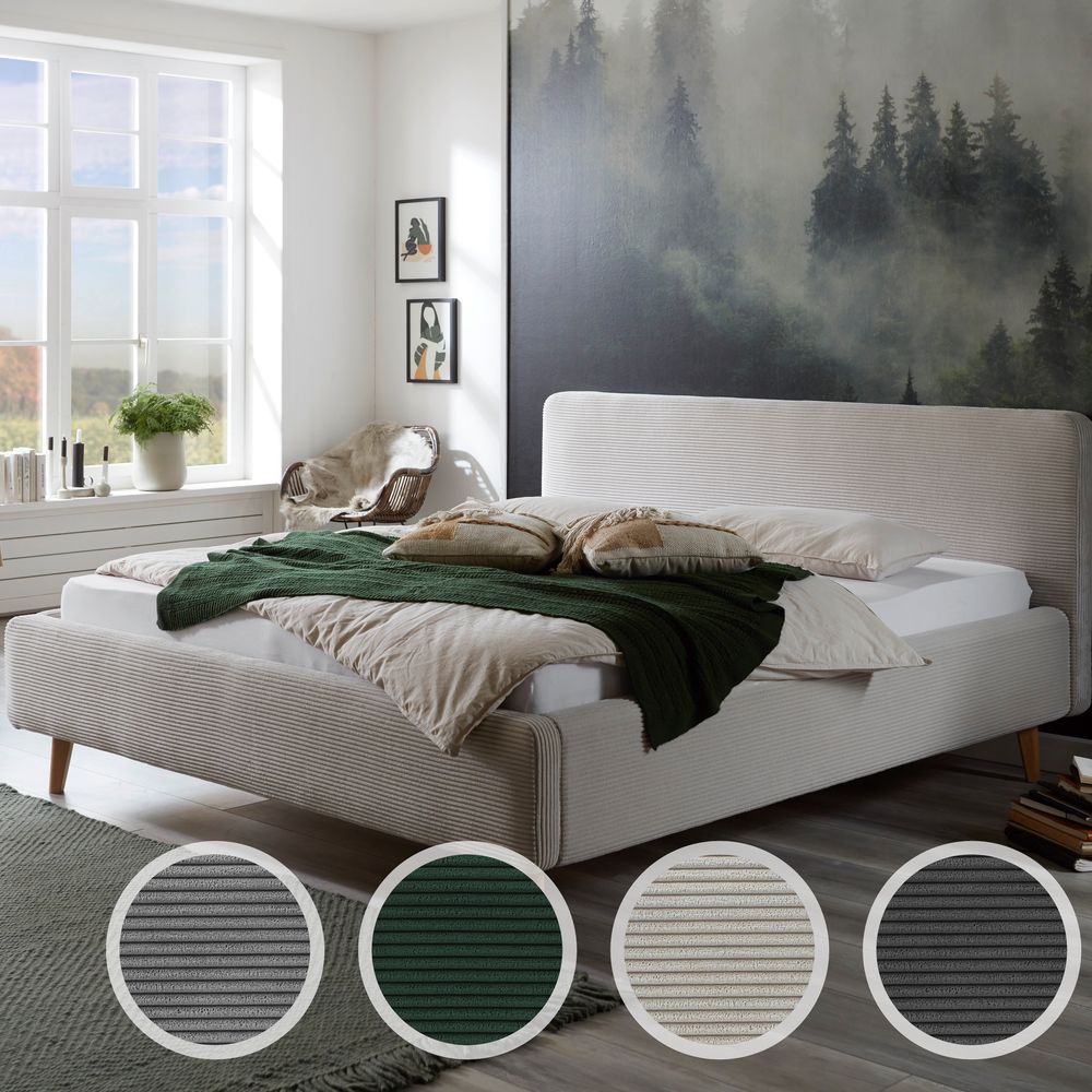 meise.möbel »Mattis« Polsterbett Cord mit Bettkasten 140x200 cm / anthrazit / ohne Bettkasten