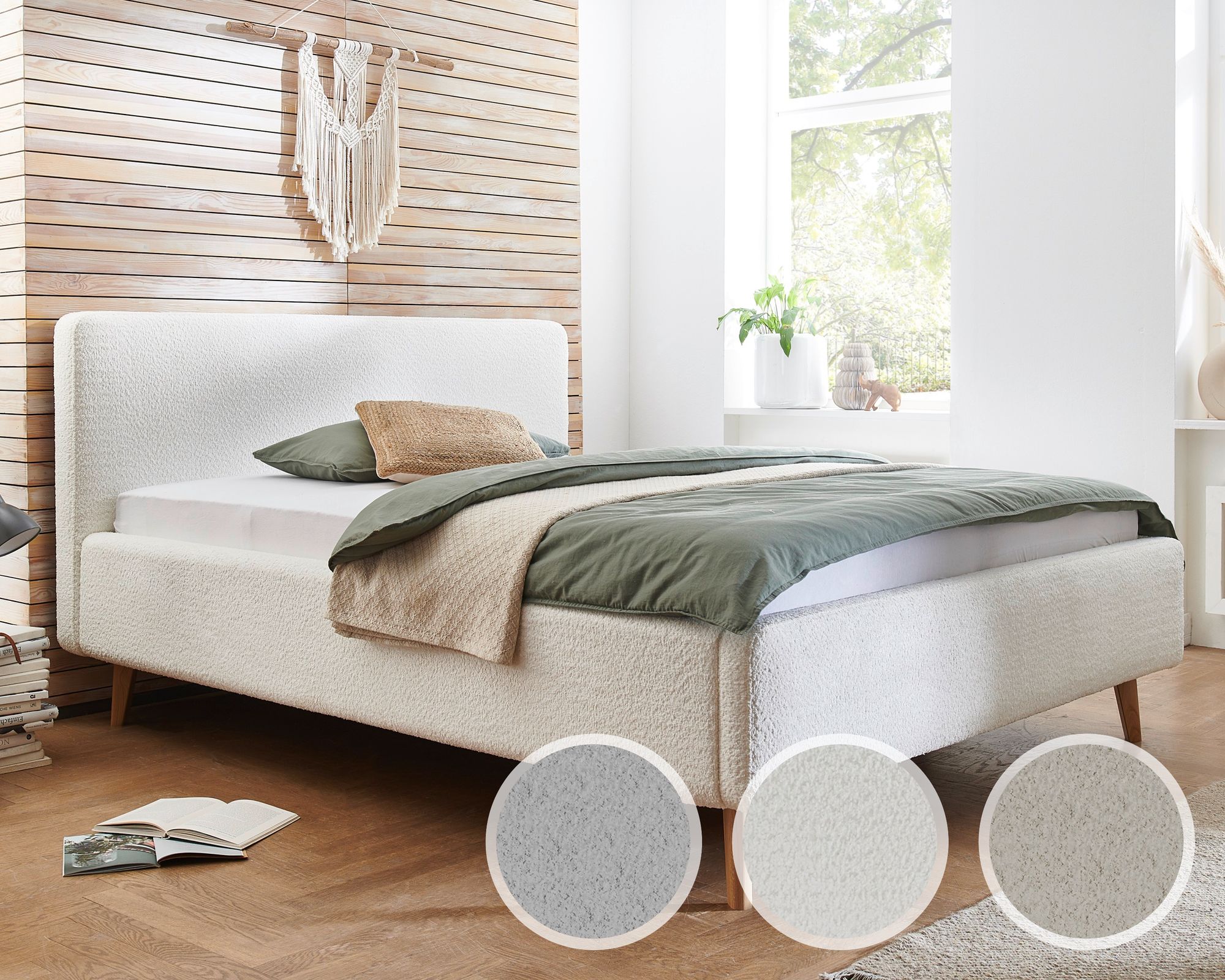 meise.möbel »Mattis« Polsterbett Teddy mit Bettkasten 180x200 cm / grau / mit Bettkasten