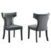 Curve Performance Velvet Dining Chairs by Modway Upholstered in Gray | 35.5 H x 24.5 W x 20 D in | Wayfair EEI-5008-GRY