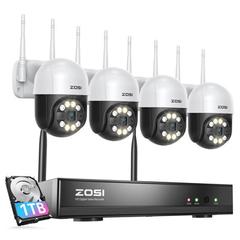 ZOSI 8CH 3MP Security Camera System w/ 4pcs WIFI PTZ Cameras, Spotlight, AI Human Detection, 1TB HDD in Black | 14 H x 12 W x 8 D in | Wayfair