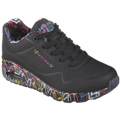 Wedgesneaker SKECHERS "UNO-LOVING LOVE", Damen, Gr. 41, bunt (schwarz, bunt), Lederimitat, sportlich, Schuhe Sneaker, Fr