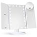 Kusmil Makeup Mirror 1X/2X/3X/10X Magnifying Mirror with Lights Trifold Makeup Mirror Touch Control Design Dual Power Supply for Tabletop Bathroom White