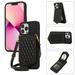 Dteck Crossbody Strap for Apple iPhone 13 Pro Case for Women Shockproof Leather Wallet with Card Holder Slots Protective Hidden Mirror Case Adjustable Lanyard Black