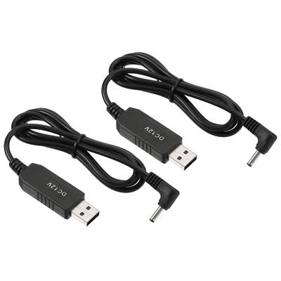 2Pcs 6W 1A USB Step Up Voltage Converter 5V to DC 12V Power Cables - Black