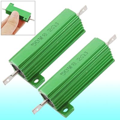 2x Chassis Mounted 50W 8.2 Ohm Aluminum Case Wirewound Resistors Green