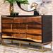 2 Doors Accent Cabinet with 2 Drawers in Black Walnut and Gold