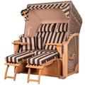 Mr. Deko Strandkorb Komplettset - bene living - Schaalsee Teak - PE grau - Modell 581 - inkl. Liftersystem