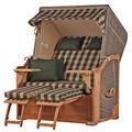 Mr. Deko Strandkorb Komplettset - bene living - Schaalsee Teak - PE grau - Modell 506 - inkl. Liftersystem