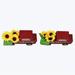 Youngs 72282 Wood Red Truck Tabletop Decor with Artificial Flower Assorted Color - 2 Piece