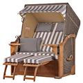 Mr. Deko Strandkorb Komplettset - bene living - Schaalsee Teak - PE grau - Modell 513 - inkl. Liftersystem