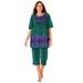 Plus Size Women's Capri Lounge Set by Dreams & Co. in Kelly Green Folk Floral (Size 14/16)