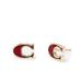 Coach Jewelry | Coach C Enamel Stud Earrings Gold Red Glitter Multi Plated Brass | Color: Red | Size: Os