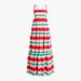 J. Crew Dresses | J Crew Preppy Tiered Long Maxi Dress Rainbow Watermelon Holiday Stripes | Color: Green/Red | Size: Various