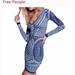 Free People Dresses | Free People Not An Illusion Stretch Bodycon Dress Xs/S | Color: Blue/Green | Size: Xs/S