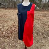 Kate Spade Dresses | Kate Spade Saturday Dress Shift Blue Red Color Block Sleeveless Cotton Size 12 | Color: Blue/Red | Size: 12