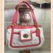 Coach Bags | Coach White/Coral Leather Cricket Satchel Bag Nwt | Color: Orange/White | Size: 14 X9 X 3