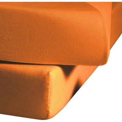 Spannbettlaken FLEURESSE "Colours in Gr. 90x200, 140x200 oder 180x200 cm", orange, B:100cm L:200cm, Mako-Satin, Obermaterial: 100% Baumwolle, Laken, Mako Satin, für Matratzen bis 23 cm Höhe, Bettlaken, Spannbetttuch Image