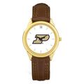 Unisex Gold/Brown Purdue Boilermakers Team Logo Leather Wristwatch