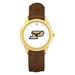 Unisex Gold/Brown Purdue Boilermakers Team Logo Leather Wristwatch