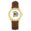 Unisex Gold/Brown San Jose State Spartans Team Logo Leather Wristwatch