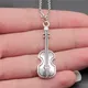 Collier pendentif violon en argent antique pour femme pièce itude livraison directe 42x13mm