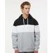 J America 8644 Men's Varsity Pullover Hooded Sweatshirt in Black/Oxford size XS | Cotton/Polyester Blend JA8644, 8644JA
