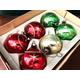 6 Christbaumkugeln VINTAGE 1950er Jahre farbige Glaskugeln handbemalt beflockt mit goldener Stern Weihnachtsdekoration MidCentury Rockabilly