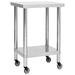 vidaXL Kitchen Work Table Hotel Prep Work Table with Wheels Stainless Steel