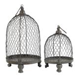 Set of 2 Hanging Candle Holders, Wire Mesh, Vintage Inspired Bronze Iron