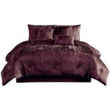 Jay 7 Piece King Comforter Set, Purple Polyester Velvet Deluxe Texture