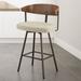 Amisco Amir Swivel Counter & Bar Stool w/ Wooden Back Upholstered/Metal in Brown | 35.5 H x 20.25 W x 20.25 D in | Wayfair 41559-26WE/1B75JUF447