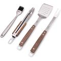 GRILLHOGS Heavy Duty BBQ Grilling Tool Set, Premium Tongs, Spatula, Barbecue Meat Fork, Basting Brush in Brown/Gray | 18 H x 5 W x 5 D in | Wayfair