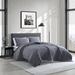 Kenneth Cole Kenneth Charcoal Velvet Reversible 3 Piece Quilt Polyester/Polyfill in Gray | Queen Quilt + 2 Standard Shams | Wayfair USHSA91227878